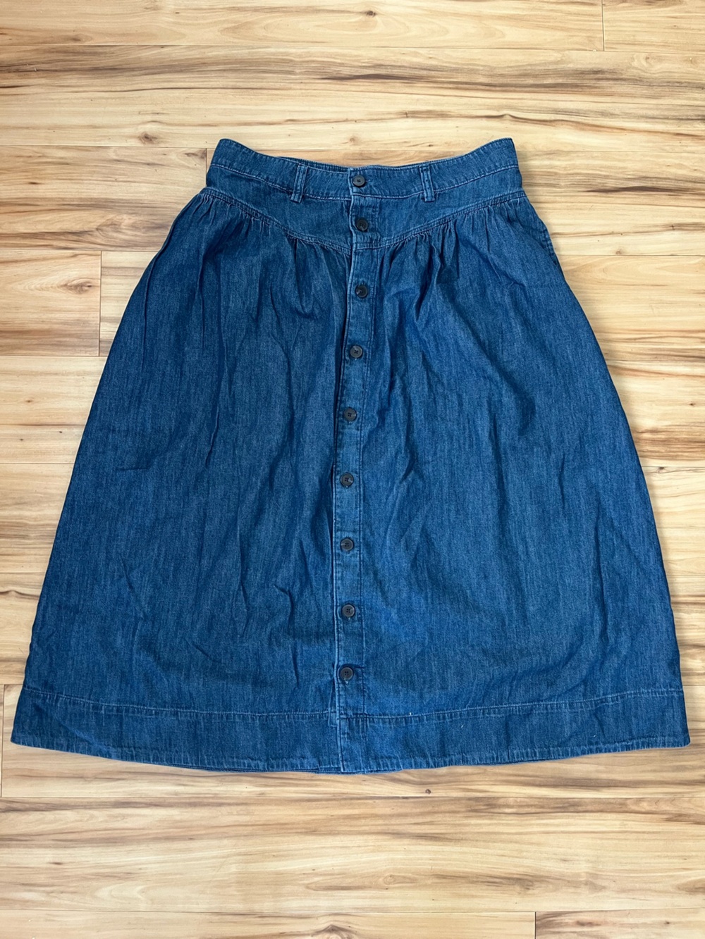 Gap Denim Button-Front Midi Skirt - Deep Blue